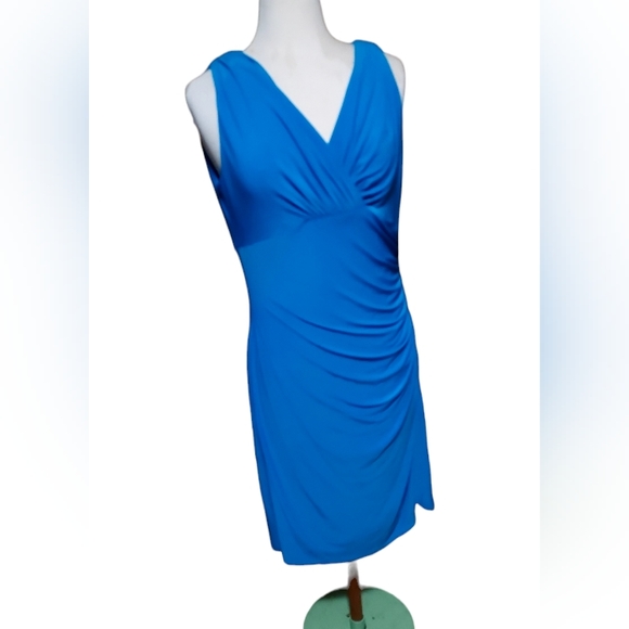 Lauren Ralph Lauren Midi Dress 14 Blue Tank Bodycon Fit Pencil Polyester… - Picture 5 of 5